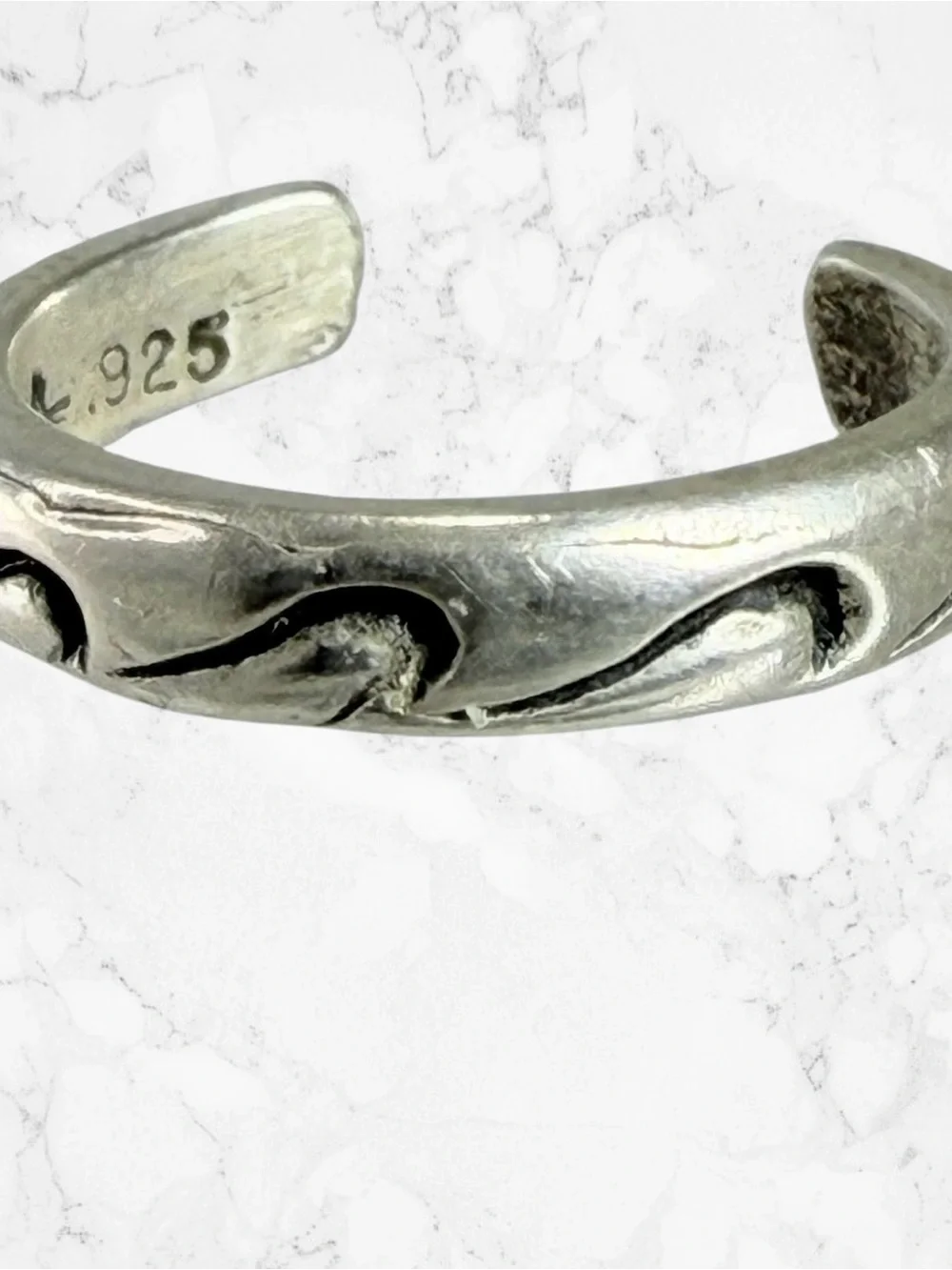 Sterling Silver 925 Toe Ring Ocean Waves Surf Beach Open Band Marine Artisan